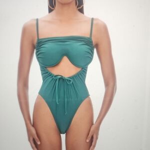 Andrea Iyamah Emerald Cutout One-Piece Swimsuit